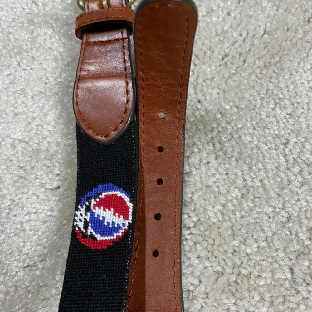 Smathers & Branson Grateful Dead Belt Mens 42 Needlepoint Steal Your Face Black